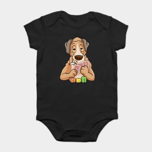 Cool dog is playing poker with chips and cards Baby Bodysuit